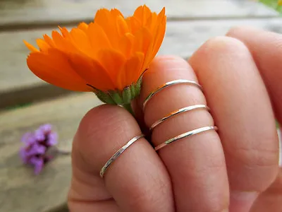 Set Of Three 1mm Sterling Silver Above Knuckle Finger Rings • £13.24