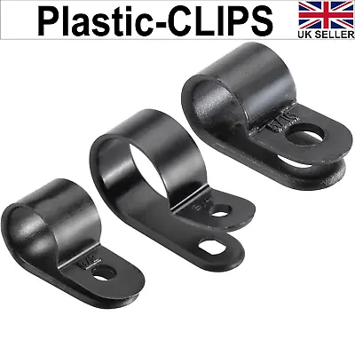 £3.18 • Buy Black & White Nylon Plastic P Clips - High Quality Fasteners For Cable & Tubing