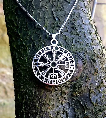 £12 • Buy Stainless Steel Viking Vegvisir Pendant Necklace Pagan Odin Norse Witch Amulet 