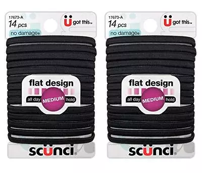 Scunci No-Damage Black Hair Ties Flat Design All Day Hold 14-Pcs Per Pack (2... • £9.64