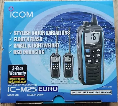 ICOM IC-M25 EURO - Marine VHF Radio - EU/UK - Black/Sliver - Ex Display Unused • £97