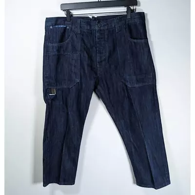 Levi's Blue Denim Two Horse Brand Button Fly 100% Cotton Dark Wash Cargo Jeans • $40