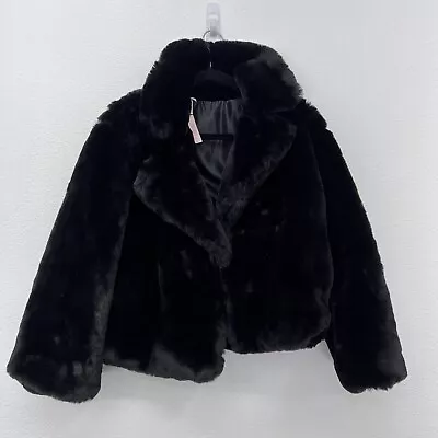 VICTORIAS SECRET BLACK Faux Fur Coat Jacket Sz Small S Fashion Show VS NWT NEW • $64.99