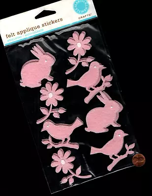 HTF 2008 MARTHA STEWART Felt Applique Stickers Pink Felt Rabbits Birds - NIP • $7.95