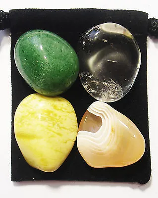 GOOD PHYSICAL HEALTH Tumbled Crystal Healing Set = 4 Stones + Pouch + Card • $10.99