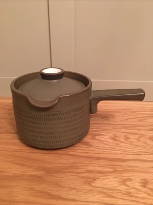 Vintage 1960s Denby Chevron Lidded Sauce/ Milk Pan With Handle Gill Pemberton • £10.50