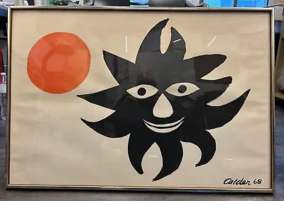 Alexander Calder Signed Lithograph Black Sun Red Moon • $1250