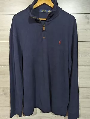 Polo Ralph Lauren Men’s 1/4 Quarter Zip Jumper Sweater Navy Size XL  • £54.99