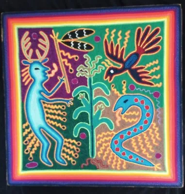 12  Huichol Yarn Painting Mexican Folk Art Mexican Painting 30-496 • $124.44