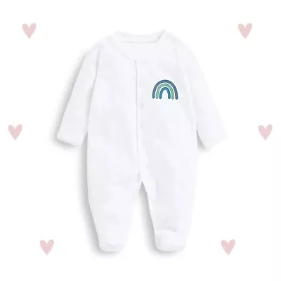 Rainbow Baby Sleepsuit Embroidered Cute Personalised Newborn Gifts • £11.87