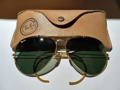 Vintage Ray Ban Aviator Sunglasses Wrap Around Ear Pieces • $89.95