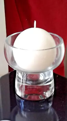 Classic Glass Candle Holder Complete With Ball Shaped Candle • £9.99