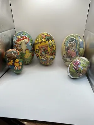 VINTAGE EASTER GERMAN PAPER MACHE EASTER EGGS Set Of 5 Candy Containers • $19.99