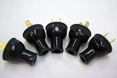 Vintage Antique Style BLACK Electric Plug 5-Pack- Steampunk - Lamp Cord Rewire  • $17.45