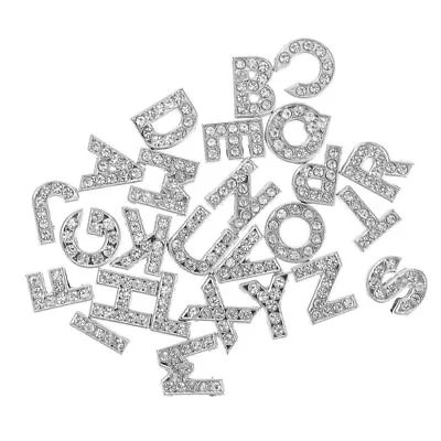  26 Pcs Rhinestone Alphabet Beads Small Metal Letters Crafts Charm Hand Strap • £7.99