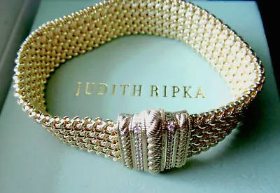 Judith Ripka Verona 14K Gold-Clad Sterling Silver DMQ CZ Magnetic Clasp Bracelet • $332.99