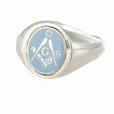 Light Blue Reversible Solid Silver Square And Compass With G Masonic Ring • £273.60