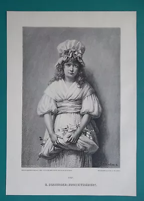 LOVELY GIRL Wedding Poem - 1891 Wood Engraving Print 9.5 X 13.5  • £19.25