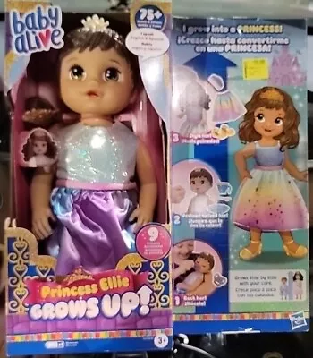 Baby Alive Princess Ellie Grows Up! Growing And Talking Baby Doll - Brown Hair • $23