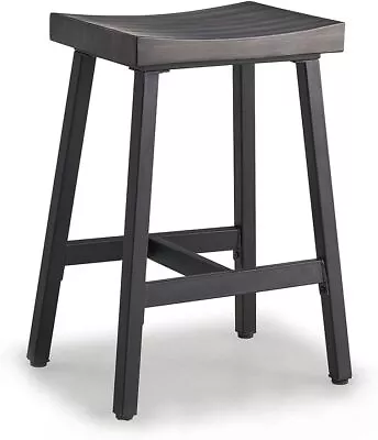 Bar Stools Saddle Seat Stool 24 In Counter Height Stools Grey Solid Wood  • $66.49