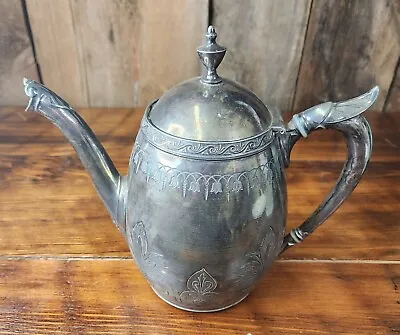 Antique 1870's Meriden B. Company Silver Plate Teapot With Floral Etching • $35