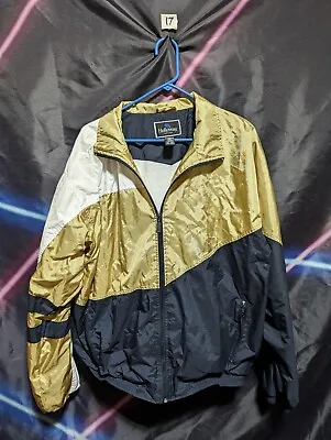 Vintage 90s Holloway Lightweight Windbreaker Jacket Mens XL Navy Blue Gold 80s • $24.94