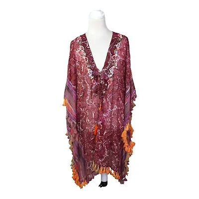 $39.95 • Buy Adrift Kaftan One Size Paisley Pattern Sequin Bead Embellished Polyester