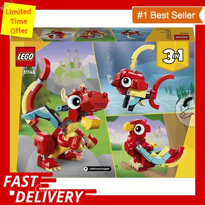 LEGO 31145 CREATOR  |  NEW  |   3 In 1   |   Red Dragon Brand New Sealed Sets • $13.48