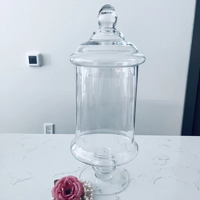 £41.01 • Buy NEW Glass Apothecary Jar Candy Buffet Clear Footed Vase With Lid 16”H X 6.5”W