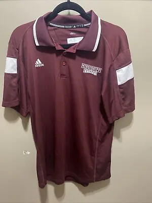 Adidas Mississippi State University Polo Shirt Large Maroon Bulldogs • $15