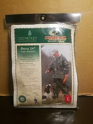 Mossy Oak Break Up 2 Pc Rainsuit Waterproof Camp Jacket & Pants Mens Sz L NWT • $29.71