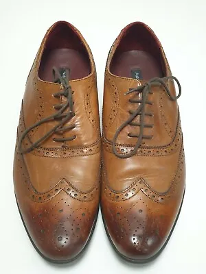 Ee408 Mens M&s Brown Leather Lace Up Brouge Shoes Uk 9 Eu 43 • £29.99
