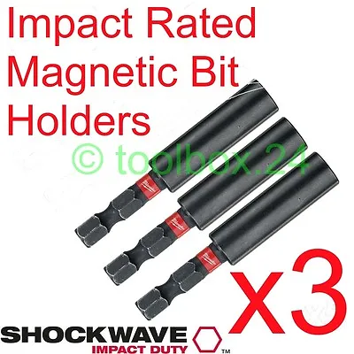 3x Milwaukee Impact Duty Magnetic Screwdriver Bit Holder For DeWalt Makita Bosch • £11.99