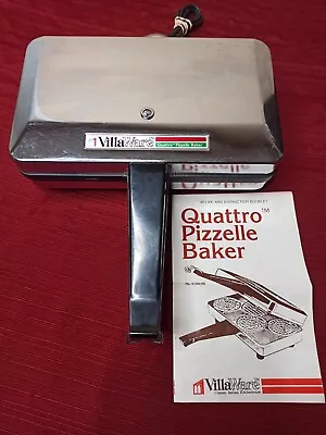 Villaware Quattro Pizzelle Maker 4 Mini Baker Chrome 5100-NS W/Manual Excellent • $49.99