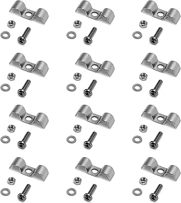 Stainless Steel Double Line Clamp 12 Pack 3/8  Fuel Lines Clips With Mounting S • $13.33