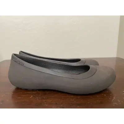 Crocs Womens Mammoth Ballet Flats Shoes Gray Round Toe Slip Ons 7 • $31.99