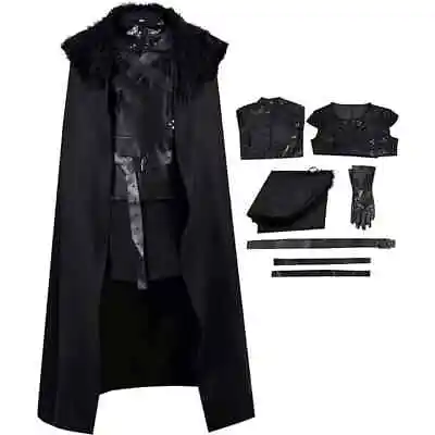 Adult Men's Jon Snow Cosplay Costume Black Cloak Medieval Knight Court Size Med • $85