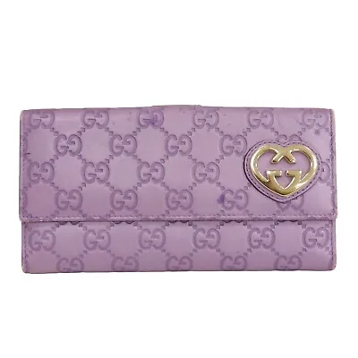 GUCCI Guccissima Leather Lovely Continental Wallet Purple 245723 • $180.88