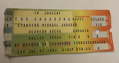 Michael Jackson/the Jacksons Rare Concert Ticket Stub Dallas Tx 07/11/1981 • $25.99