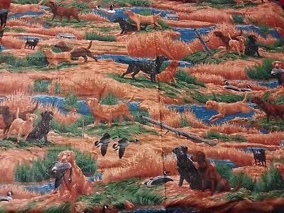Vintage Cranston Bird Hunting Dogs Cotton Fabric  44  X 27 Joan Messmore  • $3.99