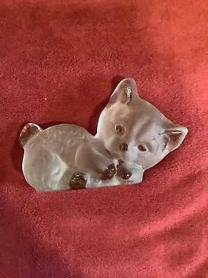 Vintage Viking Glass Kitten Paperweight Figurine Original Sticker Hand Made USA • $14