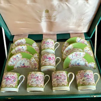 Minton Green Cockatrice 6 Cups & Saucers In The Original Storage Box • $49.99