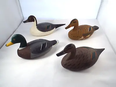 Lot 4 VTG Signed Captain Jess Urie Carved Wooden Duck Decoys Rock Hall Maryland • $175