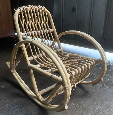 Children’s Classic Vintage Cane Patio Rocking Arm Chair. Solid. Good Cond. • $119