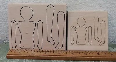 $24.99 • Buy Paper Doll Body Parts Template Pattern Head Arms Legs Torso Rubber Stamps 2 Size