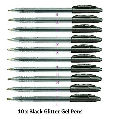 Linc Shine 10 X  Sparkled GLITTER Gel Pens 0.7 Mm FINE Tip 10 Colours All Colour • £2.99