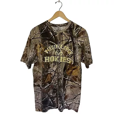 Virginia Tech VT Hokies Mens Realtree Camo Tee Shirt Size L Large Cotton Hunting • $8.62