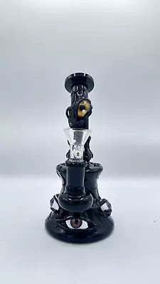 7  Extra Thick Glass Bong Tobacco Monster Eyes Black Colorful Hookah Bubbler • $44.99