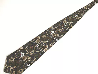 Vtg Mickey Inc Mens Necktie Tie Disney Mouse Brown Paisley Floral 100% Silk 58  • $6.36