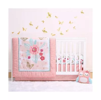 The Peanutshell Aflutter Crib Bedding Set For Baby Girls | 3 Piece Floral Nur... • $57.44